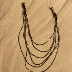 Vintage silver layered chain necklace